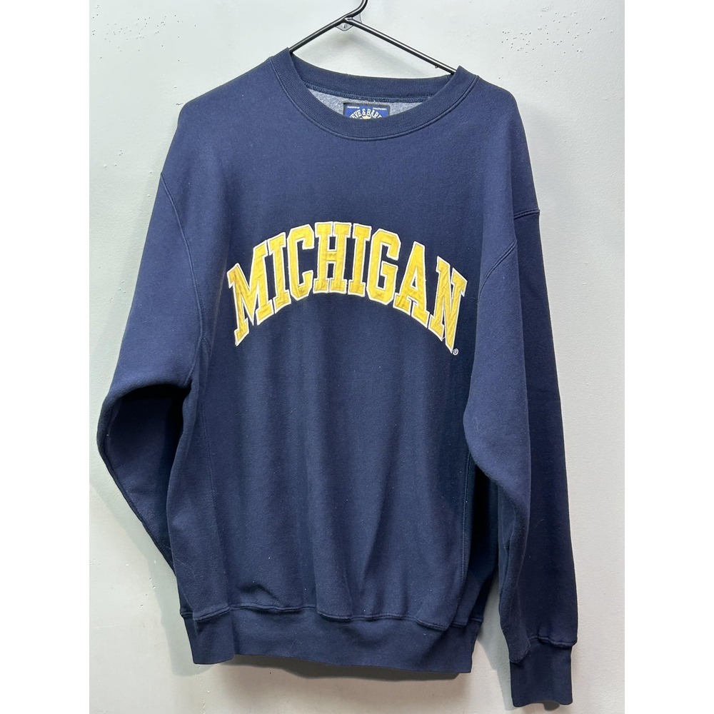 Michigan Wolverines Sweater Mens‎ Medium Blue NCAA College Pullover Crewneck